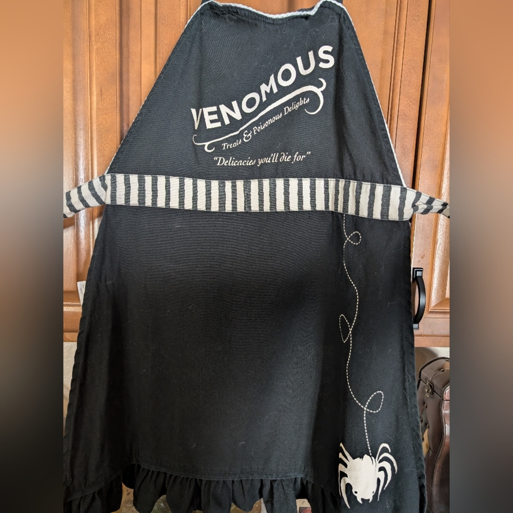 Venomous Black Apron with Striped Accents